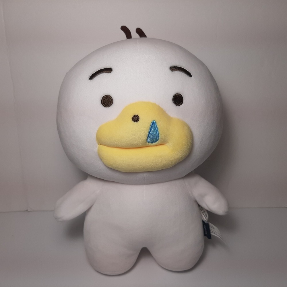 Official Kakao Friends Tube Plush Doll Crying White Body Yellow Lips 11"